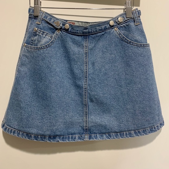 Squeeze Jeans Light Blue Denim Wrap Mini Skirt - Picture 2 of 8